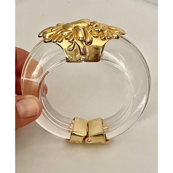 INNA Cytrine Paris Chrysanthemum Lucite Magnetic Clamper Bangle Bracelet MCM - Picture 7 of 8